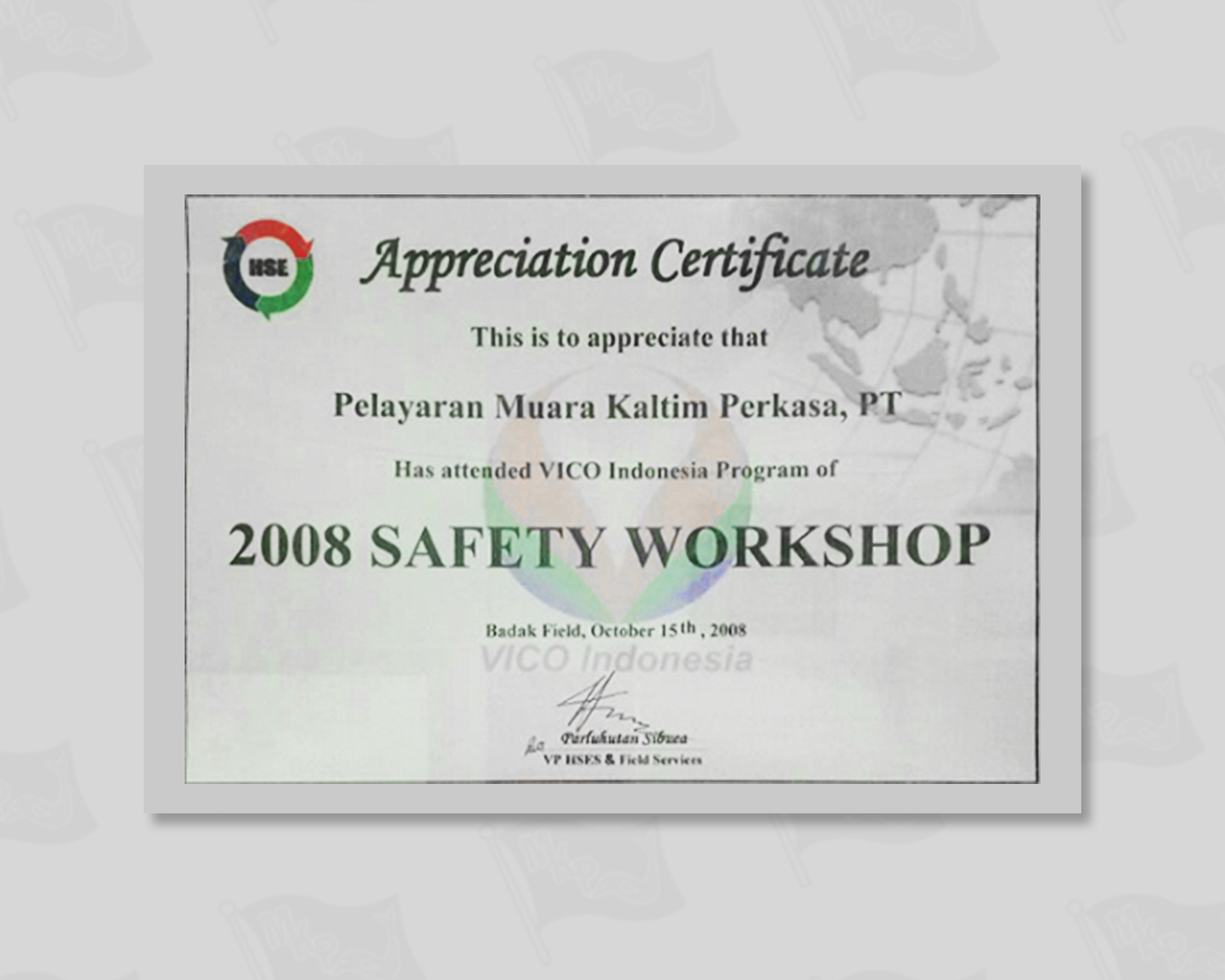 Safety Workshop Certificate